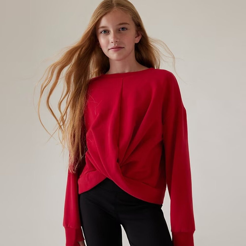 Athleta Girl Retroplush Twist Sweatshirt - Clover Berry